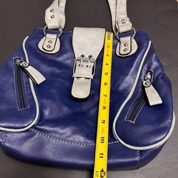 Vintage Y2K Blue Buckle City Moto Style Shoulder Bag - Picture 7 of 8